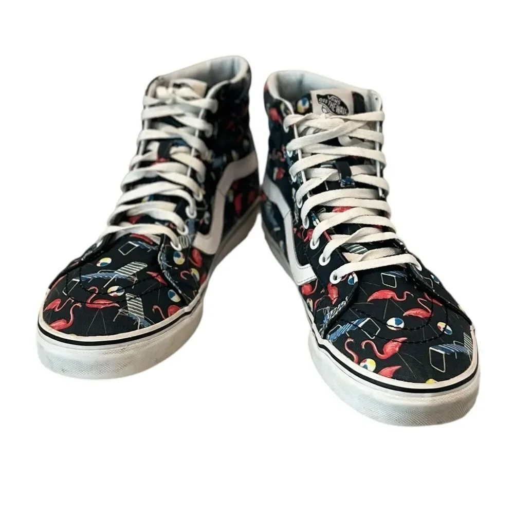 Vans Sk8-Hi Flamingo Print High Top Sneakers Casual Streetwear Skate Shoes Sz 12